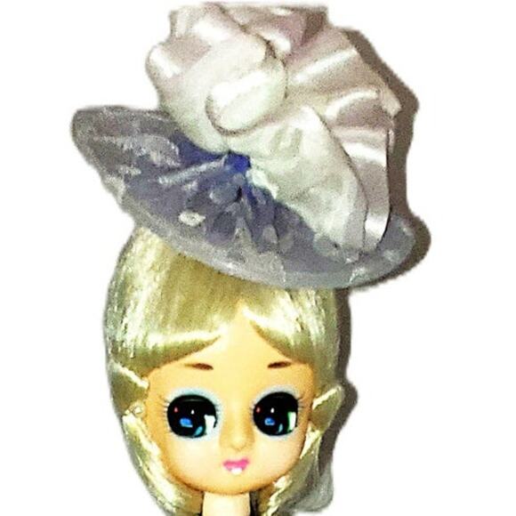 14" Vintage Big Eyed Big Head Pose Bradley Inspired Fair Doll in Lavender - Picture 2 of 14